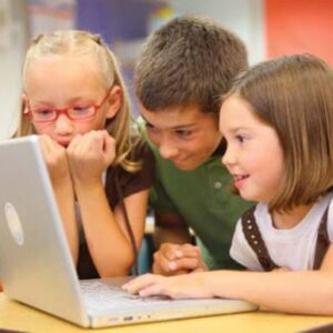 Three Children With Computer Not Just A Phase